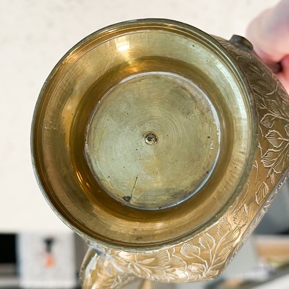 Handmade Vintage solid brass aftaba ewer. 1960’s India Surah Dallah Teapot. - Picture 6 of 8